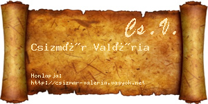 Csizmár Valéria névjegykártya